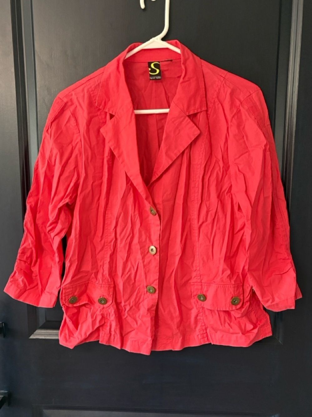 Vintage Spartelle 3/4 Sleeve Coral Jacket with 3 Buttons. Medium